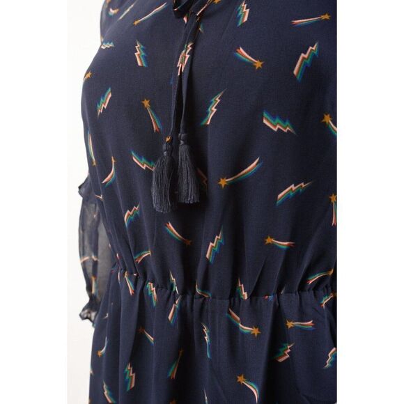 Boden Womens Iona Midi Dress UK 10 US 6 Blue Shooting Star Print 3/4 Sleeve NWT - Picture 4 of 6